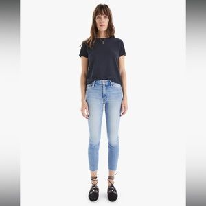 NEW MOTHER Jeans ‘High Waisted Looker Ankle Fray’ in Au Revoir